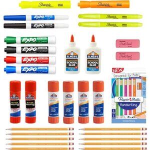School Supplies Variety Pack: 31-Piece All-in-One Set with Pencils, Markers, Etc